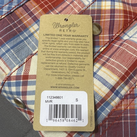 NWT Wrangler Retro Modern Fit Pearl snap long sleeve shirt. Size small - Picture 3 of 6
